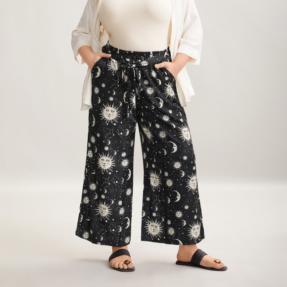 BloomChic Pants - NWT-BloomChic Black Sun and Moon Wide-Leg Pants (plus size 26)